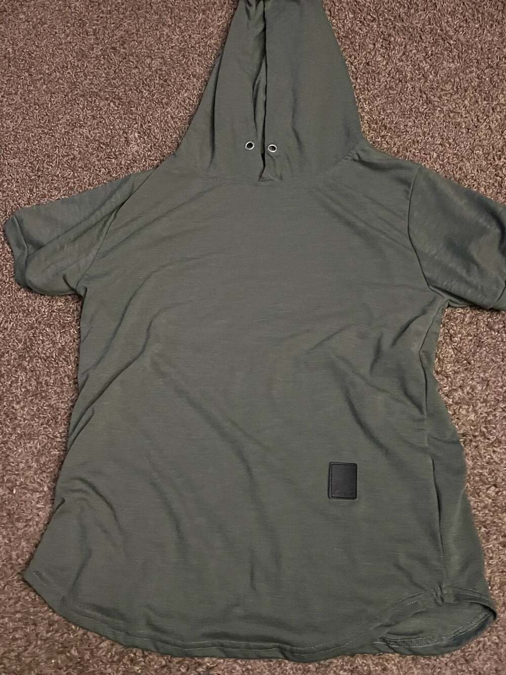Manfinity Hooded T-Shirt Size S Olive Green Short Sleeve